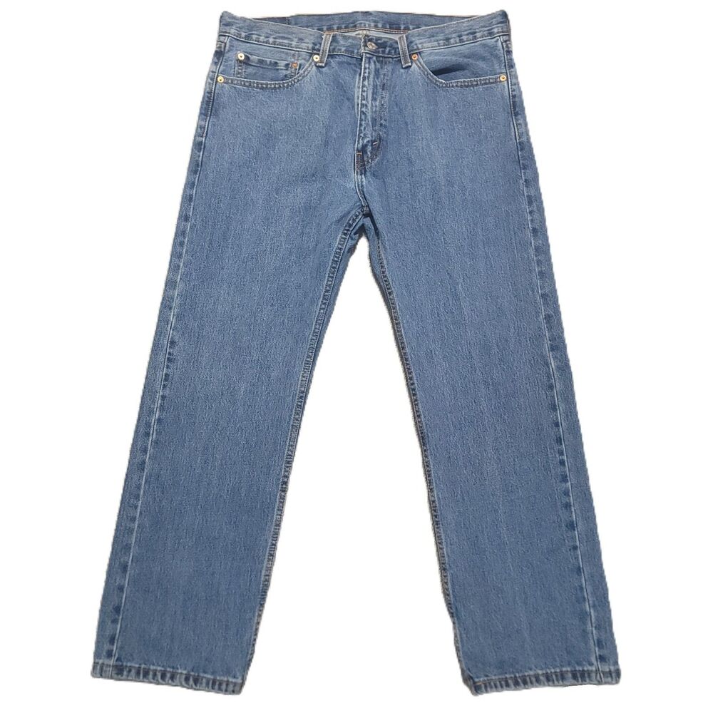 Levis 505 Jeans Mens 36x30 Straight Leg Blue Denim Pants